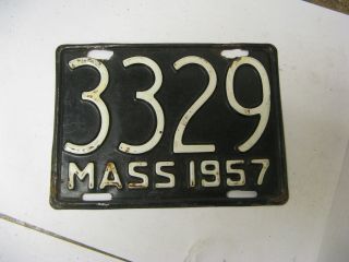 1957 57 Massachusetts Ma Mass Motorcycle License Plate 3329 Harley Bike A,