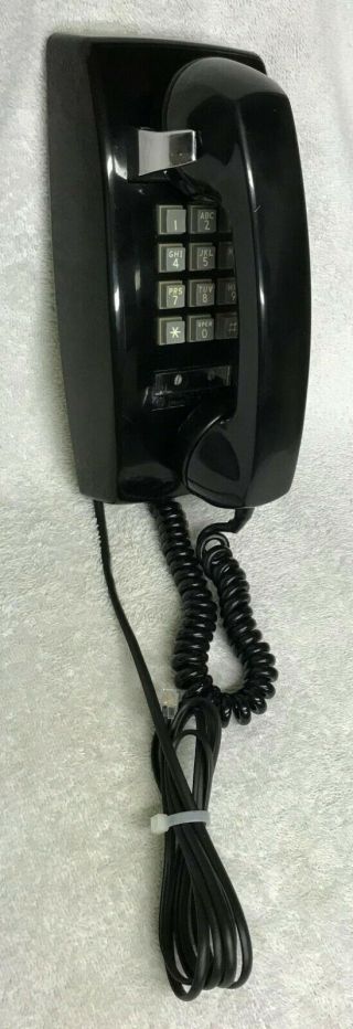 Vintage 1970s Western Electric 2554b Black Push Button Dial Wall Mount Telephone