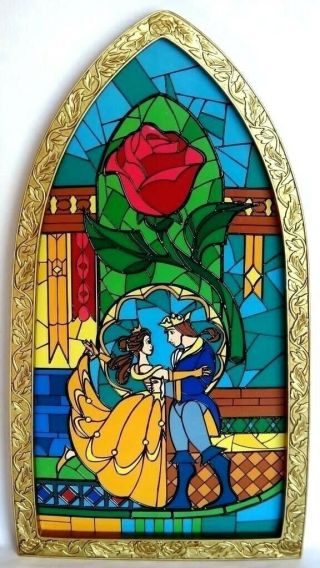 Disney Beauty And The Beast Stained Glass Wall Hanging