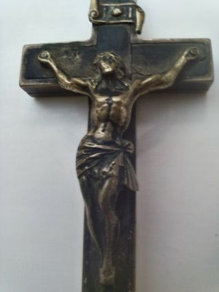 Antique Reliquary Crucifix Brass Cross,  Unscrews Opens To 6 Catholic Relics 2
