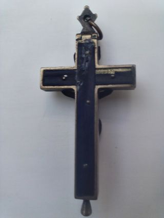 Antique Reliquary Crucifix Brass Cross,  Unscrews Opens To 6 Catholic Relics 4