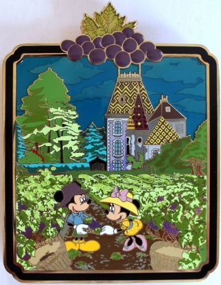 Grape Vineyard - Mickey & Minnie - Jumbo Pin & Lithograph - Acme Le 100 - Disney