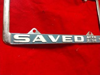 I ' d Rather be SAVED.  act 2;38 HB.  Metal License plate Frame pre - owned 4