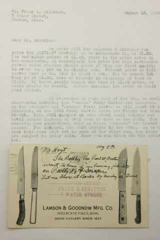 1929 Lamson Goodnow Business Correspondence Postcard Cutlery Ephemera P1011b