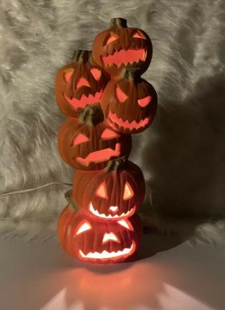 Guc Trendmasters Halloween Pumpkin Stacked Jack O Lantern Foam Lighted Blowmold
