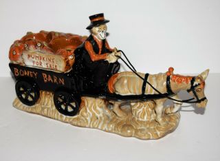 Yankee Candle Holder Boney Bunch Horse & Pumpkin Cart Halloween Votive