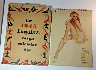 1945 Esquire Varga Vintage Pin - Up Calendar 12 Months.  W/ Envelope