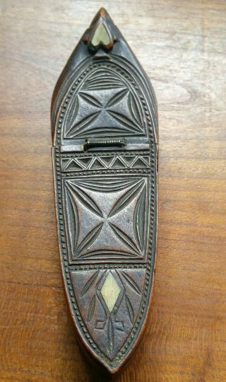 Antique 18th C English Hand Carved Wooden Figural Shoe Snuff Box Provenance