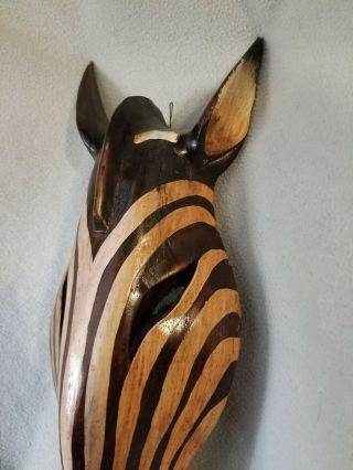 African Zebra Animal Wooden Mask Wall Hanging Home Decor Souvenir Solid Wood 3