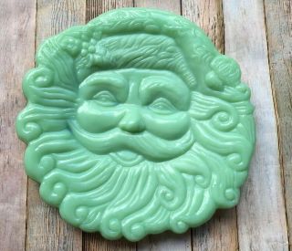 Hard To Find Cracker Barrel Jade Glass Santa Claus Cookie Plate