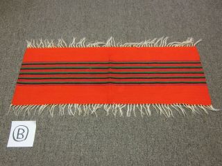 VTG Mexican Saltillo Serape Striped Fringed Woven Wool Table Runner Rug Blankets 5