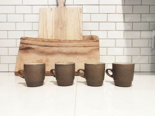 Vintage Heath Ceramics Stacking Mugs In Brown,  Set Of 4