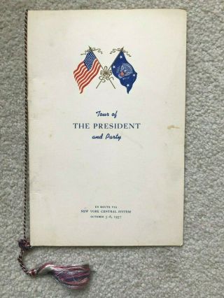 1937 York Central Train System Tour President & Party Dining Service Menu
