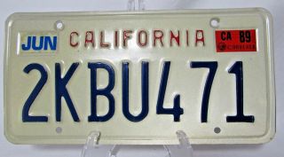 Vintage 1987 California Car Truck License Plate 2kbu471 State Tag