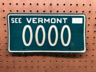 Vt License Plate Vanity 0000 Sample Green Word Vermont Rare 4 Zeros 1972