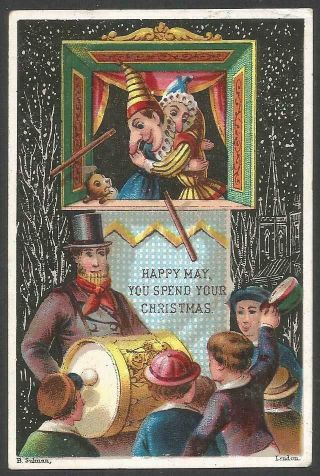Z41 - Punch And Judy Show Scene - B.  Sulman - Victorian Xmas Card