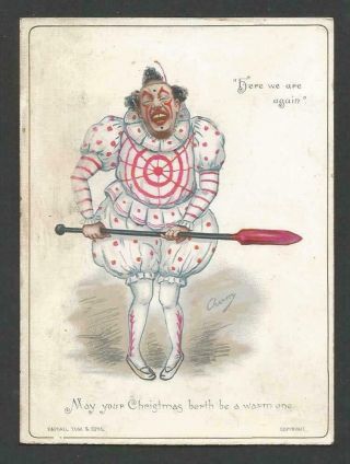 Z09 - Clown With Red Hot Poker - Raphael Tuck - Victorian Xmas Card