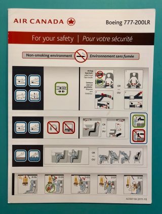 Air Canada Safety Card - - 777 - 200lr - - 2015