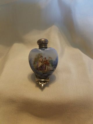 Porcelain Heart Shaped Antique Perfume/scent Bottle