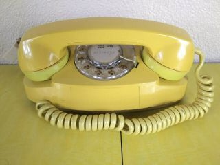 Rare Vtg 1973 702b Western Electric Bell Systems Yellow Rotary Princess Phone