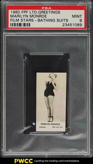 1960 F.  P.  F.  Ltd.  Greetings Film Stars Bathing Suits Marilyn Monroe Psa 9 (pwcc)