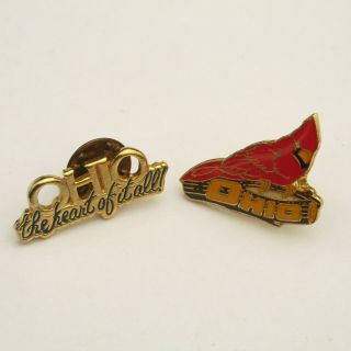 Ohio Souvenir Collector Pin The Heart Of It All Lapel Travel Cardinal State Bird