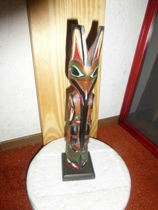 Northwest Coast Ditidaht Native American Hand Carved Cedar " Raven - Whale " Totem