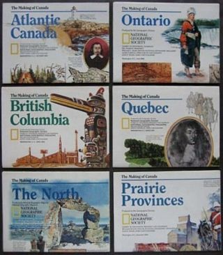 Complete Set 6 National Geographic Making Of Canada History Maps Color Artwork