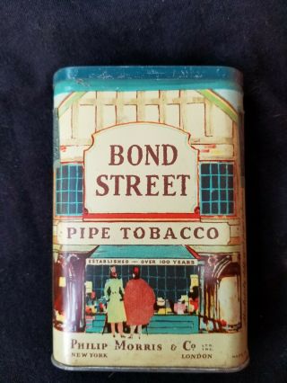 Vintage Bond Street 100 Yrs Tobacco Vertical Pocket Advertising Pipe Tin Can