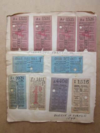 Ten Victorian Tram Tickets C.  1898 - Leabridge Tramway - Barrow In Furness