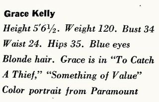 Grace Kelly 1955 Vintage Pinup Litho Paramount Photo Publicity Promo 3
