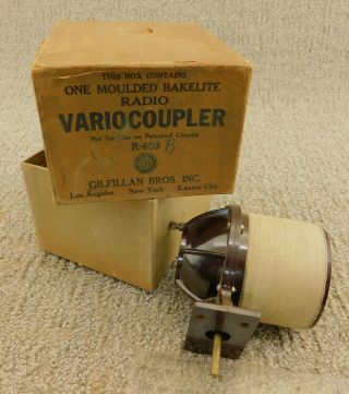 Gilfillan Radio Molded Bakelite Variocoupler Model R - 650 Antique Tube Radio Part