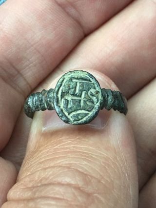 1600’s French Fur Trade Jesuit Ring Ihs - Michigan