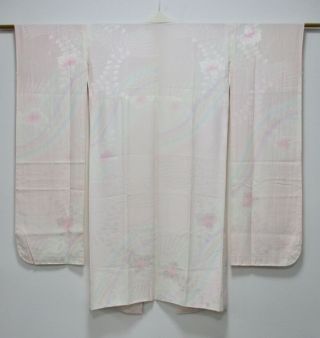 Japanese Kimono Silk Furisode Juban / Birds & Flower / Rainbow /186