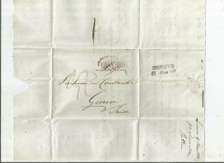 Stampless Folded Letter: 1831 Livorno,  Italy Black Sl
