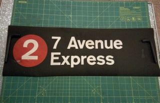 Nyc Subway Irt Redbird Side Route Roll Sign Piece Lg - 2 7 Avenue Express