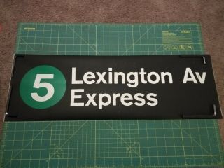 Nyc Subway Irt Redbird Side Route Roll Sign Piece Lg - 5 Lexington Av Express