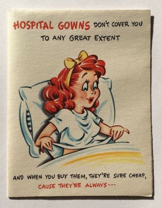 Vintage 1940s Cheeky Get Well Card Mcm Retro Risque Humor Kitsch 1950s