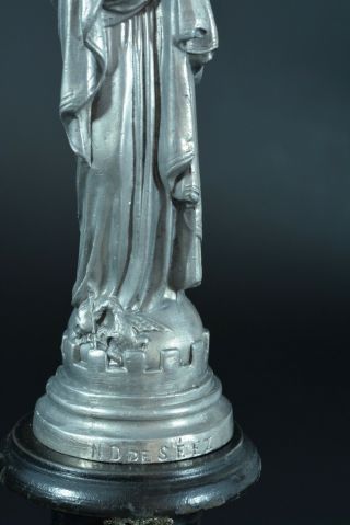 Rare and graceful little statue of Our Lady of Sees Napoleon III era Virgin 6