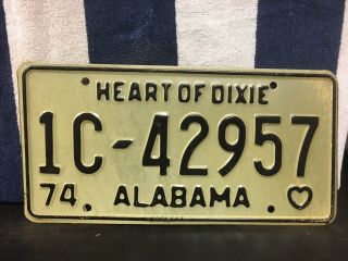 Vintage 1974 Alabama License Plate
