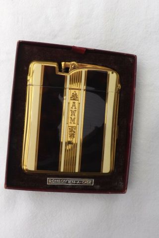 Ronson Ten - A - Case Lighter And Cigarette Art Deco Style 10cm By 8.  5cm (l18)