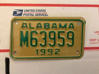 Vintage 1992 Alabama Motorcycle License Plate Nos Never Issued M64544