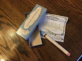 Vintage B - D Baby Thermometer Glass With Box,  Case,  Paperwork 1954