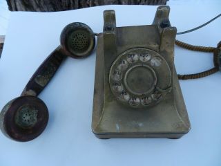 Unique 1944 Antique Metal Western 302 Rotary Telephone for Restoration 3