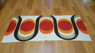 Awesome Rare Vintage Mid Century Retro 70s Red Circle Neutral Wave Fabric Look