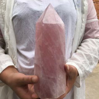 3.  7lb Natural Rose Pink Obelisk Quartz Crystal Terminated Wand Point Heal Cc56