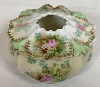Antique R.  S.  Prussia Hair Receiver Hp Flowers Floral