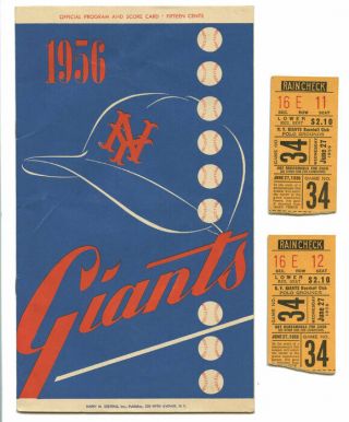 Baseball York Giants / 1956 Ny Giants Official Program And Score Card