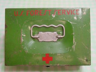 Vintage 1937 Us Forest Service First Aid Kit Medical Box With Contents List