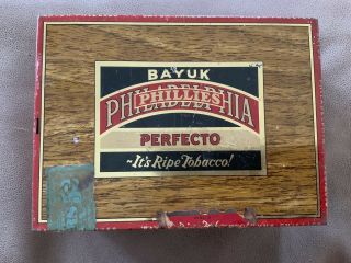 Vintage Bayuk Perfecto Philadelphia (phillies) 5¢ Cigar Tin - Empty W/tax Stamp